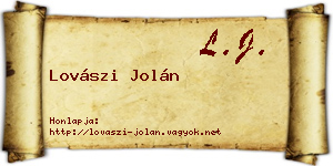 Lovászi Jolán névjegykártya