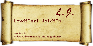 Lovászi Jolán névjegykártya